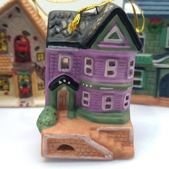 Ornaments Porcelain Christmas Tree Village illuminated Vtg 80's Holiday House - Picture 3 of 7